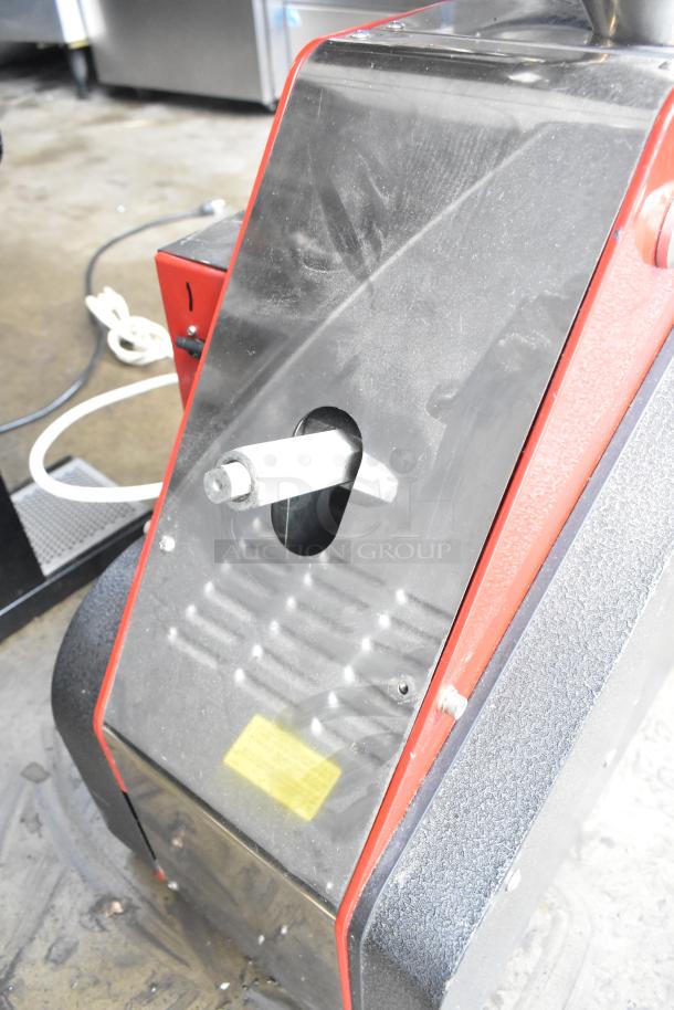 Magic Pop DMP-1 Metal Commercial Rice Cake Machine, 115V, 1 Phase, black with red trim, in good condition.