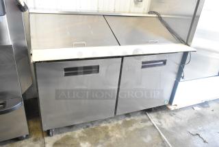 Hoshizaki CRMR60-24M commercial prep table, stainless steel, bain marie top, on casters, 115V, good condition.