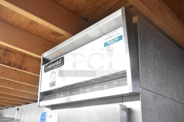 Continental 1R-HD commercial reach-in cooler, stainless steel, on casters. Visible label: "EMCOR Services." 115V, 1 Phase.