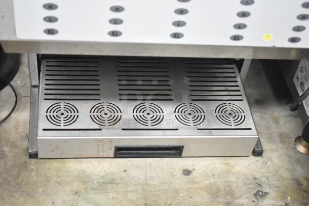 Bunn IMIX-5 stainless steel cappuccino machine on stand with drip tray, commercial use, 120/208-240V, 1 phase.