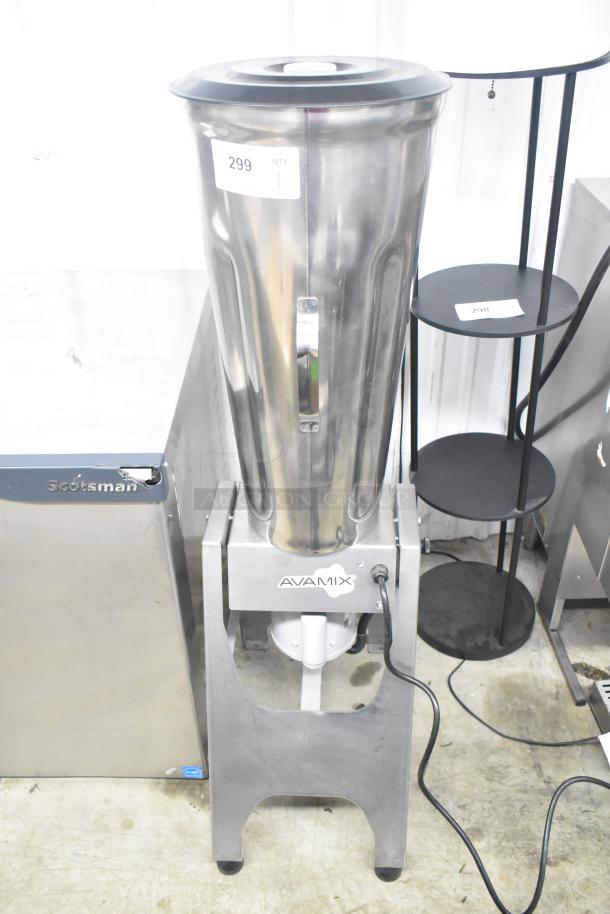 AvaMix 92866TB Metal Commercial 6.6 Gallon Heavy-Duty Tilting Blender; 110 Volts, 1 Phase. Good condition. Model label visible.