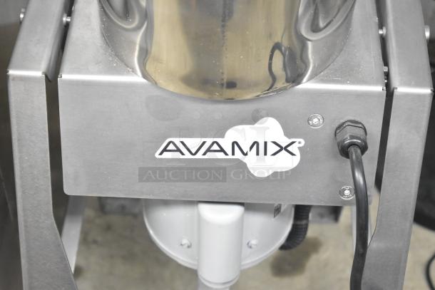 AvaMix 92866TB heavy-duty tilting blender, 6.6 gal capacity, metal, 110V, with logo and power cord visible on metal frame.