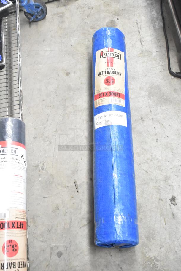 SEALTECH 3'x300' and 4'x100' Premium Weed Barrier Fabric, 3.5 oz., new condition, item ST-101-3X300 and ST-101-4X100.