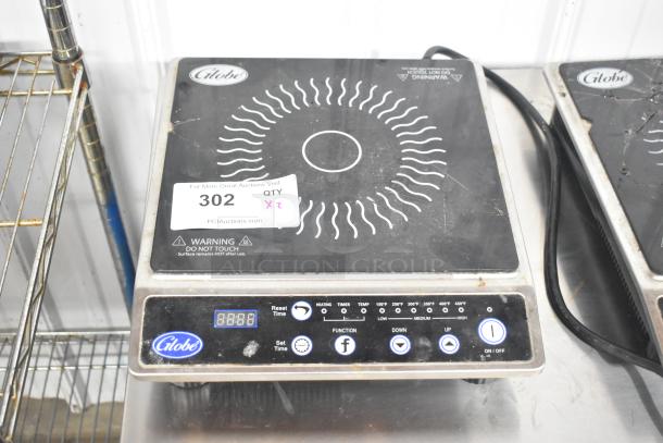 Globe IR1800 induction range, electric countertop single burner, 2022 model, 120 volts, digital controls, used condition.