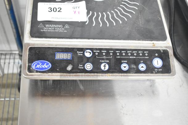 Globe IR1800 single burner induction range, 2022 model, electric, 120 volts, with digital controls and temperature settings.