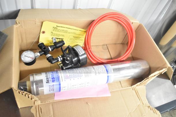 Scotsman Pentair SSM Plus Water Filtration System in box, includes filter, gauge, red tubing, installation manual. New condition.