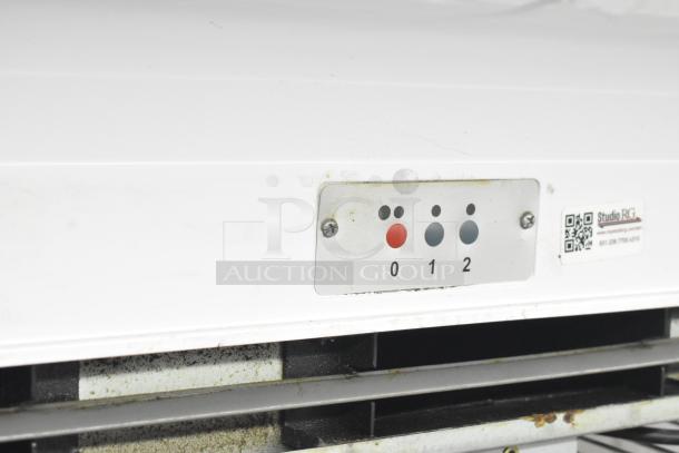 Global 246608 36" air curtain, 120V, 1 phase, showing speed control panel. Slight wear visible on exterior.