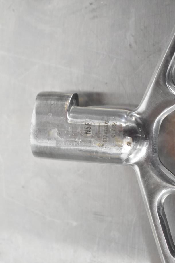 Metal attachment featuring marked number "177MX8K1" and "NSF" on stainless steel, part of a kitchen utensil set auction.