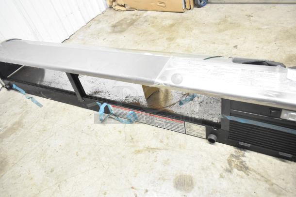 Hoshizaki HNC-180BA-L-SLH sushi display case with curved glass, 115 volts, 1 phase. Features visible labels and protective film.