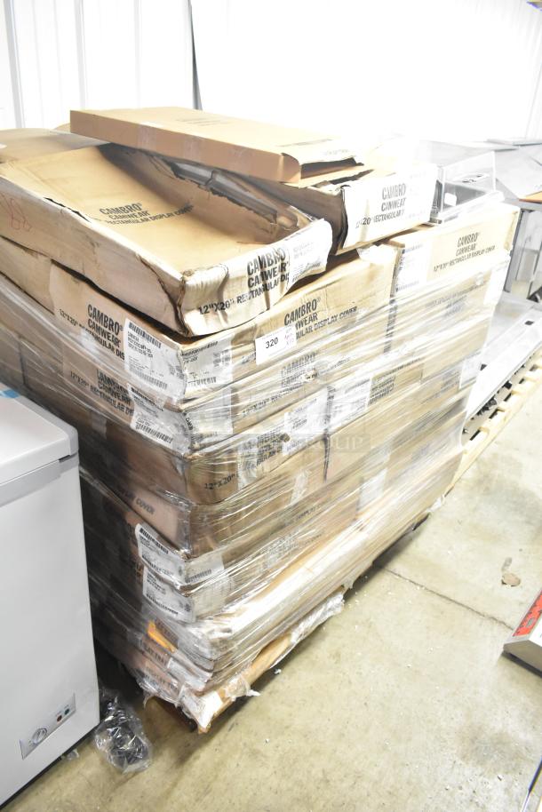 72 new scratch and dent boxes containing Cambro 12x20" display covers and trays. Boxes are slightly damaged.