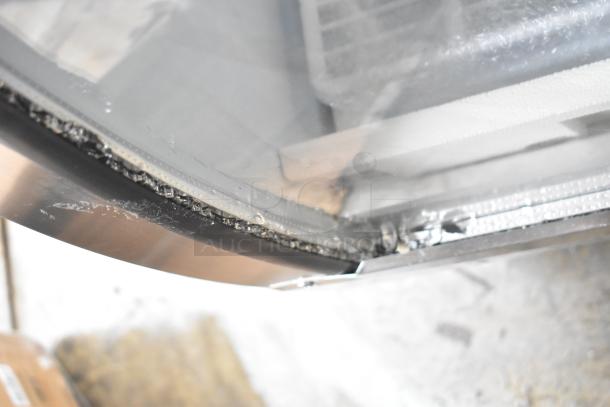 Avantco 178DLC82HCS deli case, curved glass, scratch and dent condition, broken glass visible, 115V, 1 Phase.