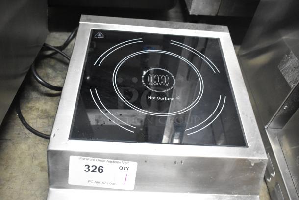 2025 Avantco 177IC35SU Double Countertop Induction Range in stainless steel, 208-240V, with visible hot surface marking.