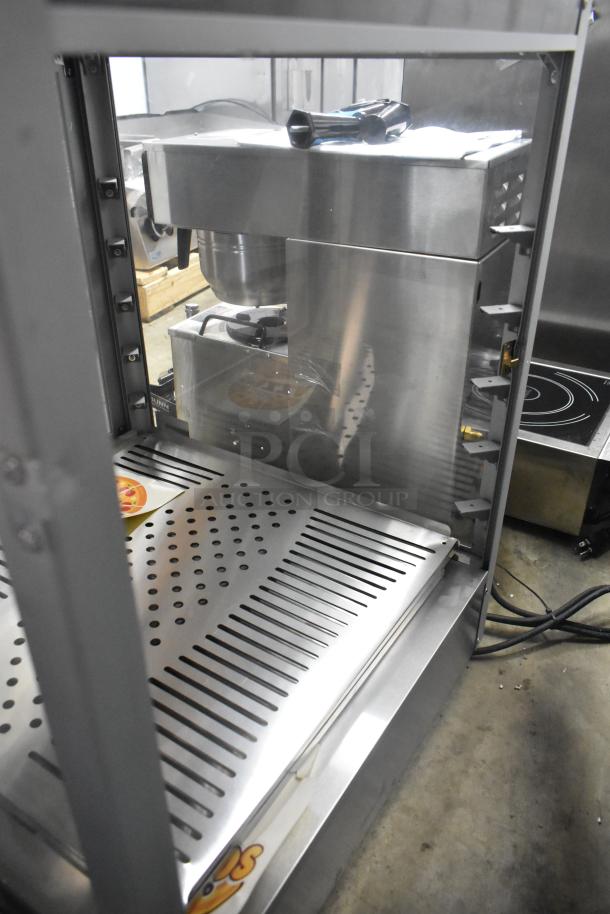Carnival King 382HPW18D2S food warmer, 120V, missing glass panel, stainless steel, brand new scratch and dent.