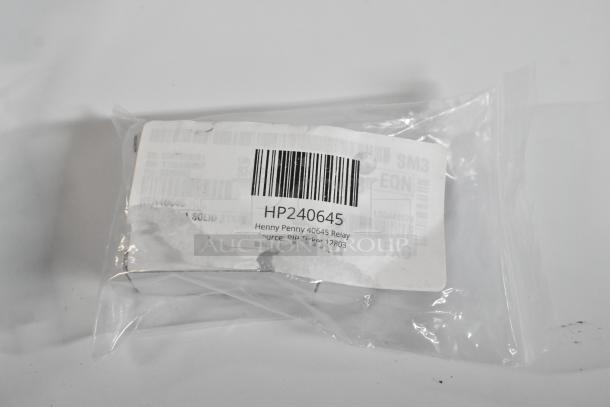 Brand new Henny Penny 40645 Relay in sealed package. Visible label shows model HP240645 and barcode.