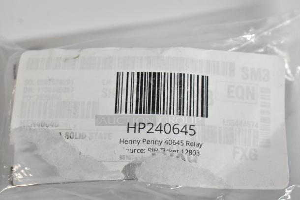 3 new scratch and dent items: Henny Penny 40645 Relay, Scotsman 12-3088-01 Water Valve, Vulcan 00-944136 Thermostat. Visible HP240645 label.
