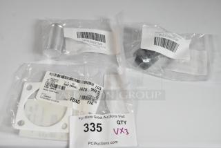 Three brand new items: Vulcan 00-880410 heater gasket, Turbo Air 30200Q1220 run capacitor, Turbo Air 30200Q1210 start capacitor in packaging.