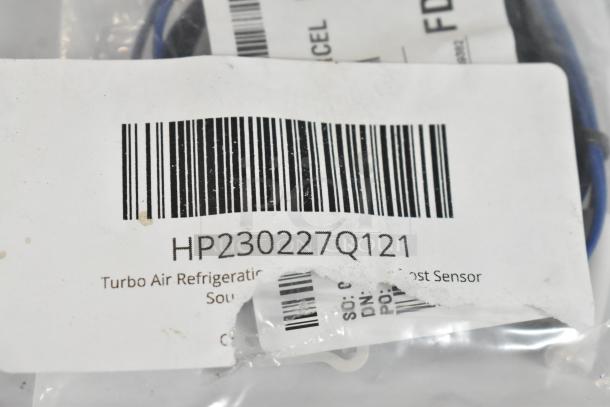 4 brand new scratch and dent items: Turbo Air sensors and Scotsman components. Visible labels show model numbers HP230227Q121.
