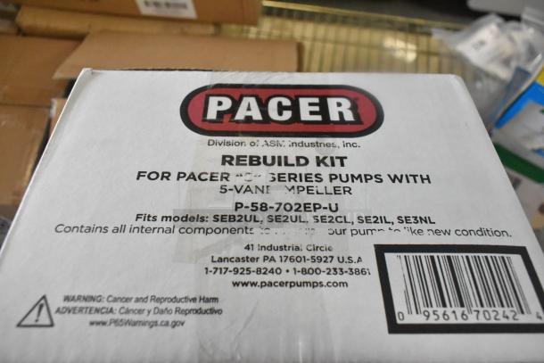 Pacer rebuild kit for pumps with 5-vane impeller, fits models SEB2UL, SE2UL. New condition, includes internal components.