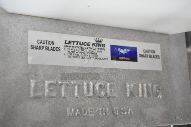 BRAND NEW SCRATCH AND DENT! Vollrath Redco 4400N Easy Lettuce Cutter with "Lettuce King" label, caution for sharp blades.