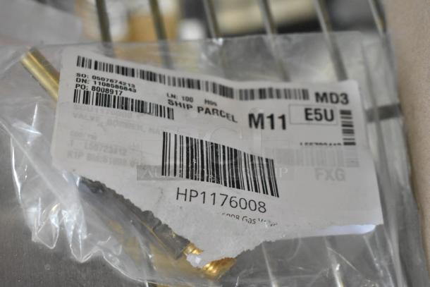 Bag labeled HP1176008 containing a Southbend gas valve. New condition, barcode and shipping details visible.