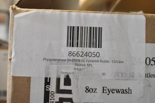 Label on box for PhysiciansCare 24-050 8 oz. Eyewash Bottle, 12 per case, barcode 86624050, new condition.