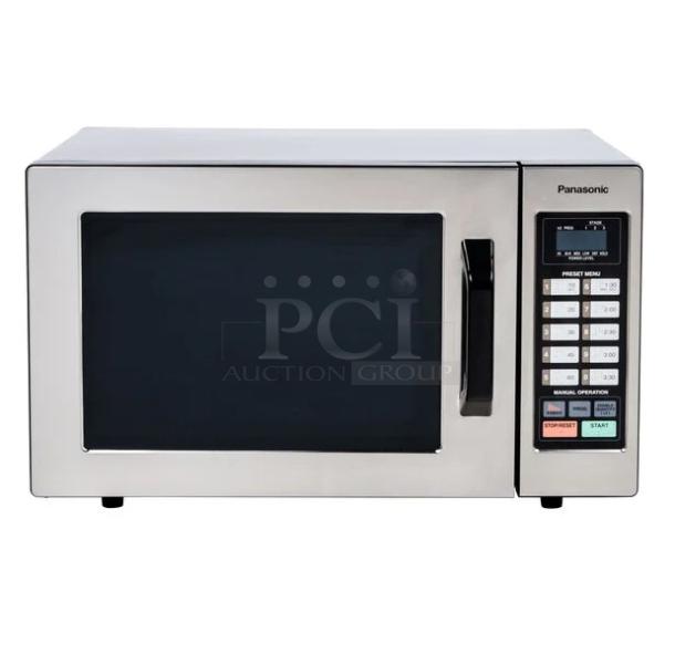 Panasonic NE-1054F commercial microwave oven in original box; stainless steel, keypad controls, excellent condition.