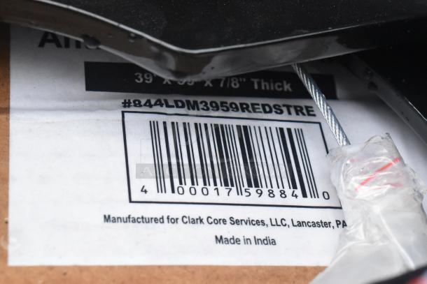 Barcode label with #844LDM3959REDSTRE, made for Clark Core Services, LLC, Lancaster, PA, made in India.