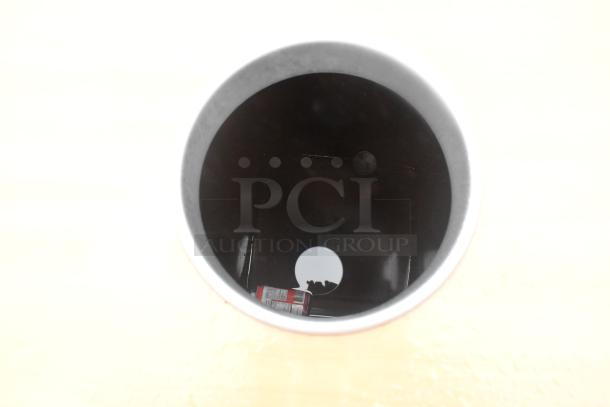 3 brand new scratch and dent trash can shells, including 2 black poly and 1 wood pattern.