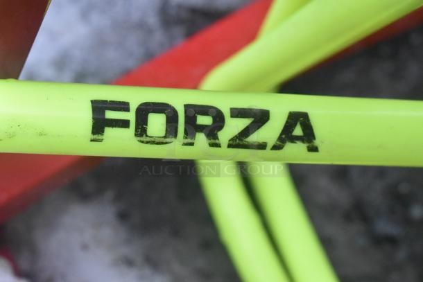 Forza Red and Black Stool Set, bold design, sturdy frame, marked "Forza," perfect for modern interiors.