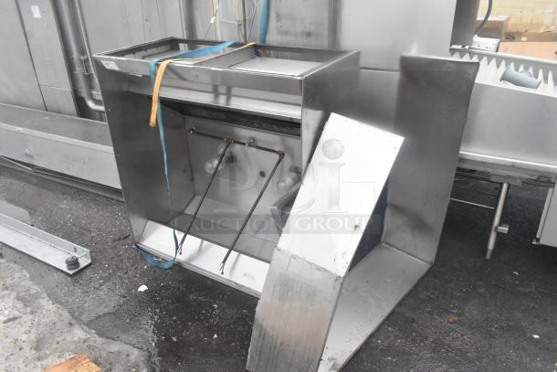 5' commercial grease hood with lights, stainless steel, used condition, visible wiring, and attachment brackets.