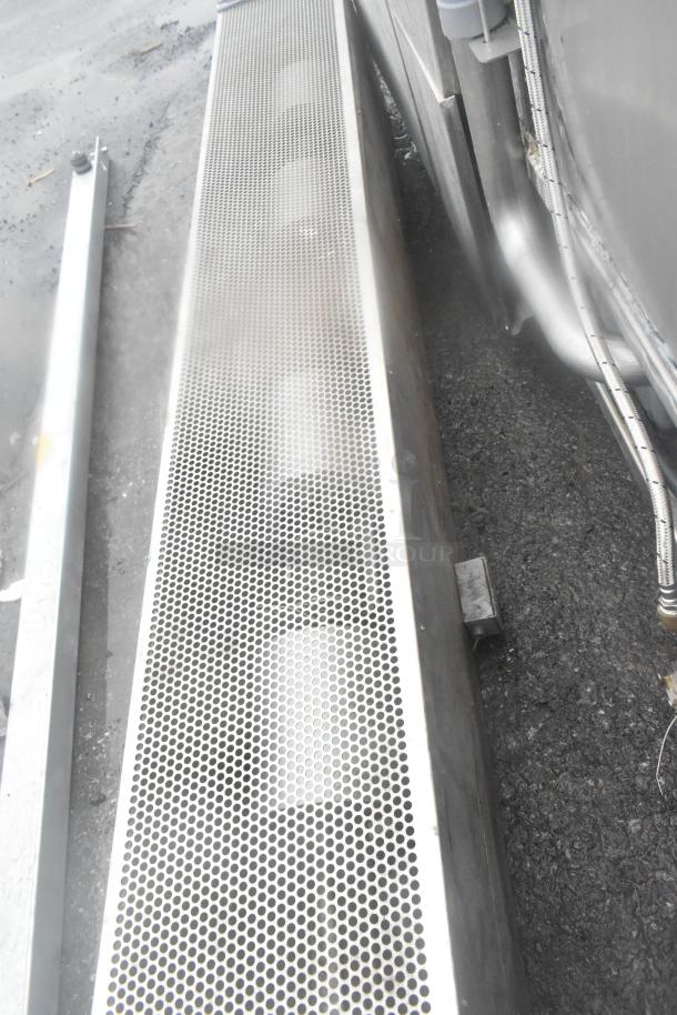 Berner Air Curtain with perforated metal design, in used condition. Suitable for commercial entrances to reduce energy costs.
