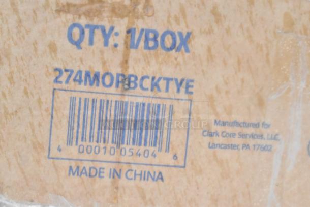 Cardboard box label showing "QTY: 1/BOX", barcode, and "Manufactured for Clark Core Services, LLC, Lancaster, PA 17602".