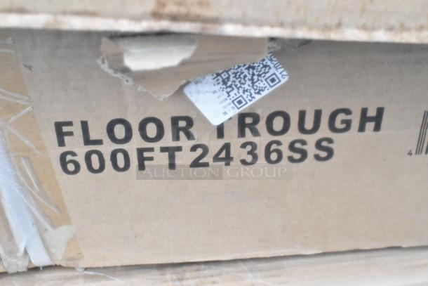 Box labeled "Floor Trough 600FT2436SS," indicating a new floor trough. Minor scratches and dents possible.