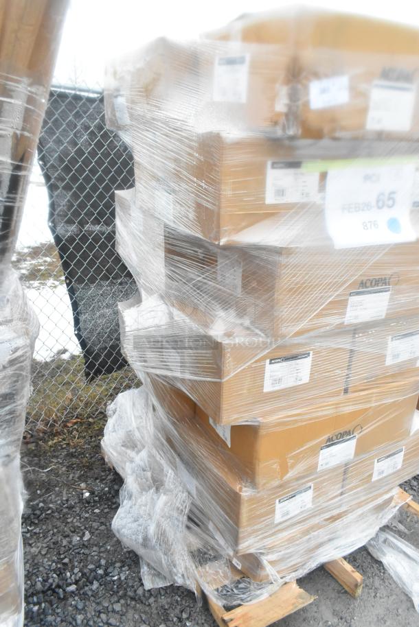 Pallet of 21 boxed items, including nappie bowls and tiles, some scratch and dent, wrapped in plastic for auction.