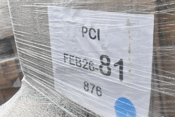 Pallet wrapped in plastic with visible label "PCI FEB26-81 876". Contains 25 new scratch and dent items.
