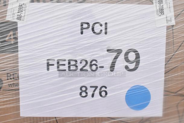 30 brand new scratch and dent items with tags, including take-out containers and paper towels. Label: PCI, FEB26-79, 876.