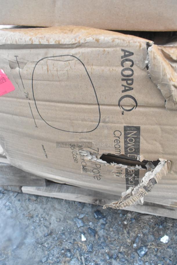 Damaged cardboard box with visible branding "ACOPA" and item markings. Box contains 16 new scratch and dent items.
