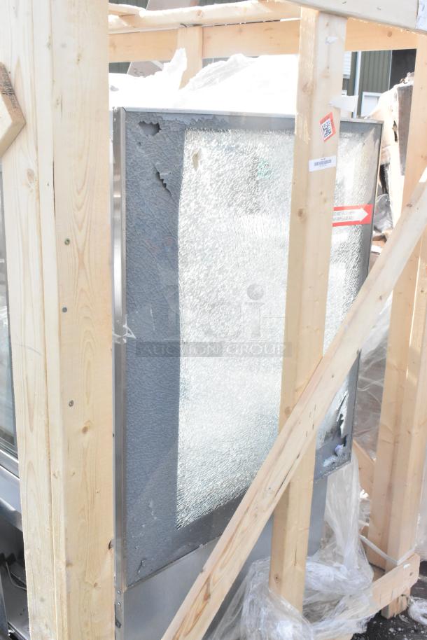 Federal Industries ITR6034 refrigerated bakery display case, 60-inch, Italian Series. Broken glass visible, sold as-is.