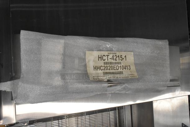 2021 Turbochef HhC2020 electric conveyor oven with protective wrap. Label shows model HHC2020ED10413, Dallas manufactured.