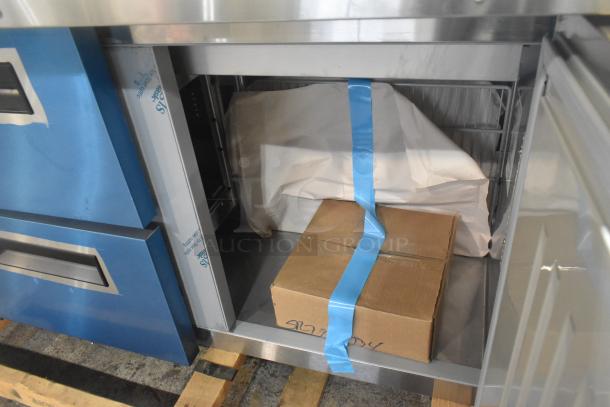 Brand new Hoshizaki SR72B-30MD4 prep table with 4 drawers, 1 door. Scratch and dent condition. 115V, 1 phase.