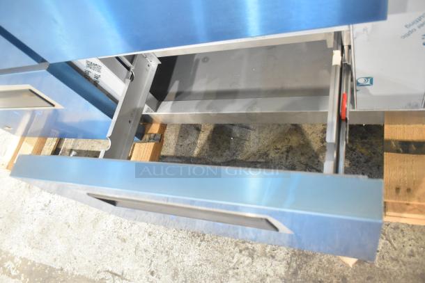 Brand new 2024 Hoshizaki SR72B-30MD4 Steelheart prep table, 4 drawers, 1 door, scratch and dent, 115V, on pallet.