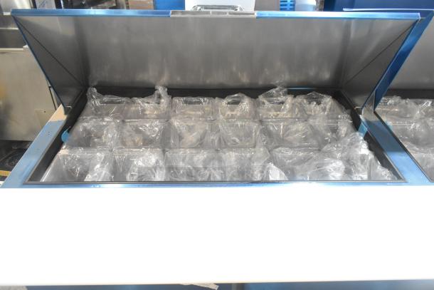 Brand new 2024 Hoshizaki SR72B-30MD4 prep table bain marie, 4 drawers, 1 door, stainless steel, scratch and dent condition.