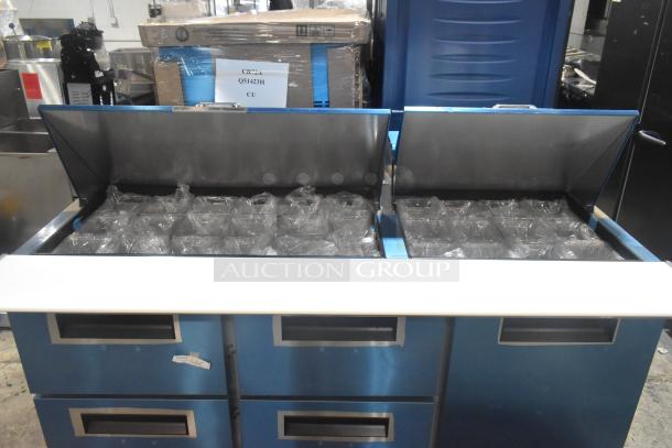 Brand new 2024 Hoshizaki SR72B-30MD4 Steelheart prep table, 4 drawers, 1 door, mega top, scratch and dent condition.