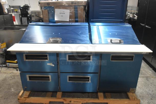 Brand new 2024 Hoshizaki SR72B-30MD4 prep table; 4 drawers, 1 door, scratch and dent. 115V, 1 phase, commercial use.