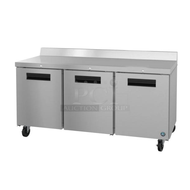 2026 Hoshizaki WR72B-01 Commercial 3 Door Work Top Cooler, scratch and dent, 115 volts, 1 phase, brand new.