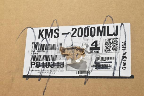 2025 Hoshizaki KMS-2000MLJ ice machine head, new, scratch and dent. Model label visible. 1938 lb/24 hr capacity.