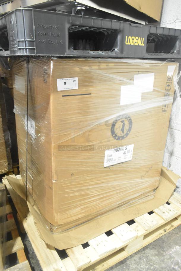 Brand new 2025 Hoshizaki DD24-S kegerator, 115V, 1 Phase. Box with factory seals and minor dents visible.