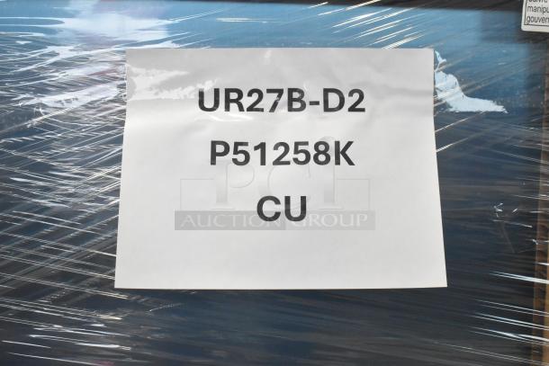 Brand new 2024 Hoshizaki UR27B-D2 2 drawer undercounter cooler in packaging; 115V, 1 phase, model UR27B-D2.