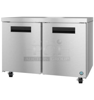Brand new Hoshizaki UF48B 2-door undercounter cooler, 115V, 1 phase, minor dents; stainless steel finish.