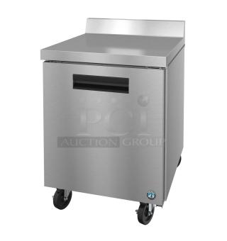 Brand new Hoshizaki WR27B commercial single door work top cooler, scratch and dent, 115V, 1 phase, stainless steel finish.